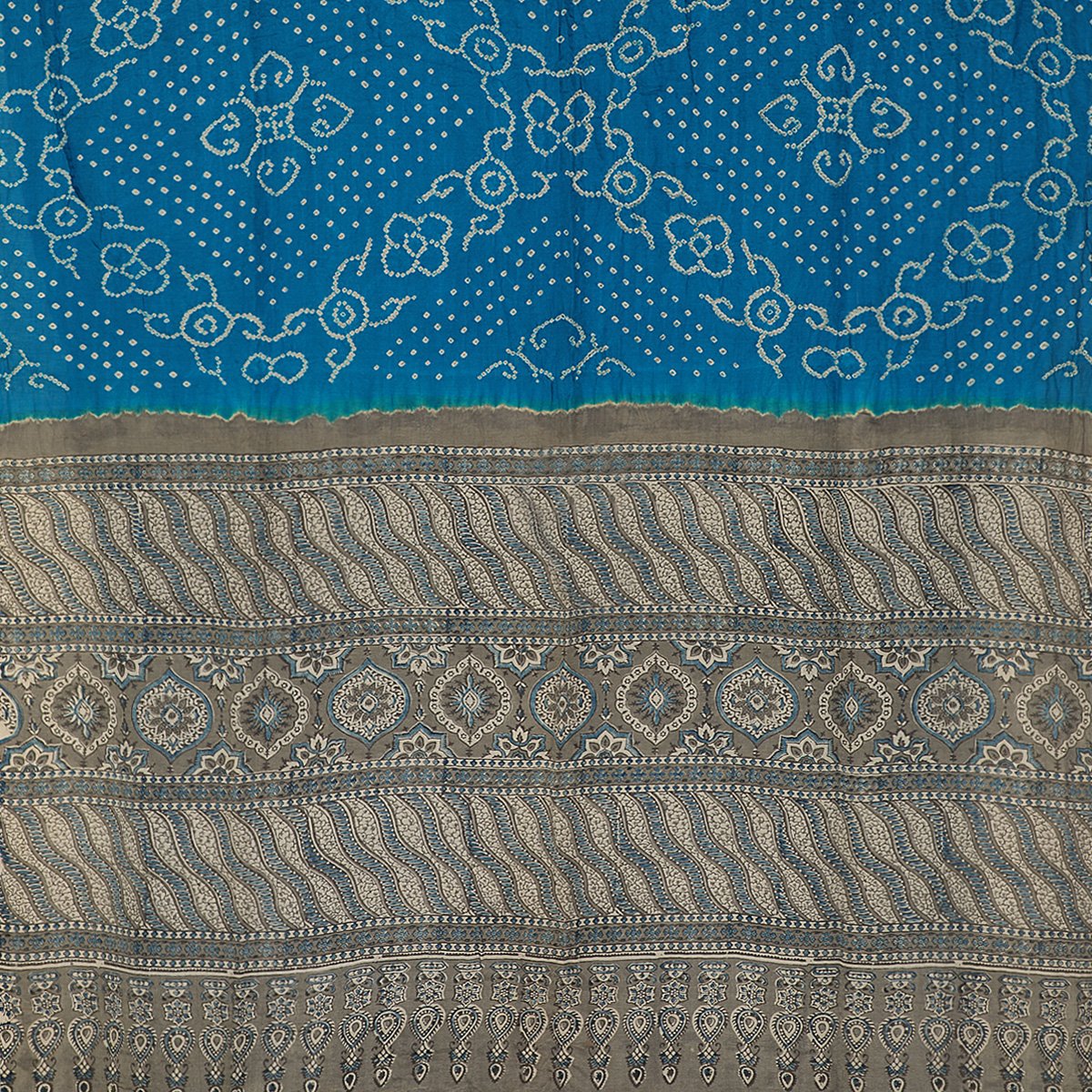 Handwoven Blue gajji silk bandhani saree- WIIAJB321 138 - WeaveinIndia