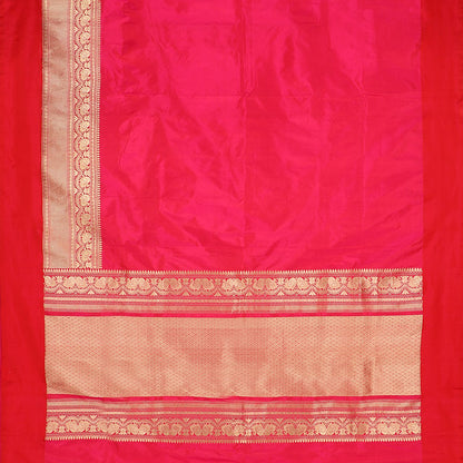 Handwoven Chilli Red Banarasi Silk Sari - WIISHNIKARIDNAM0064 - Full View