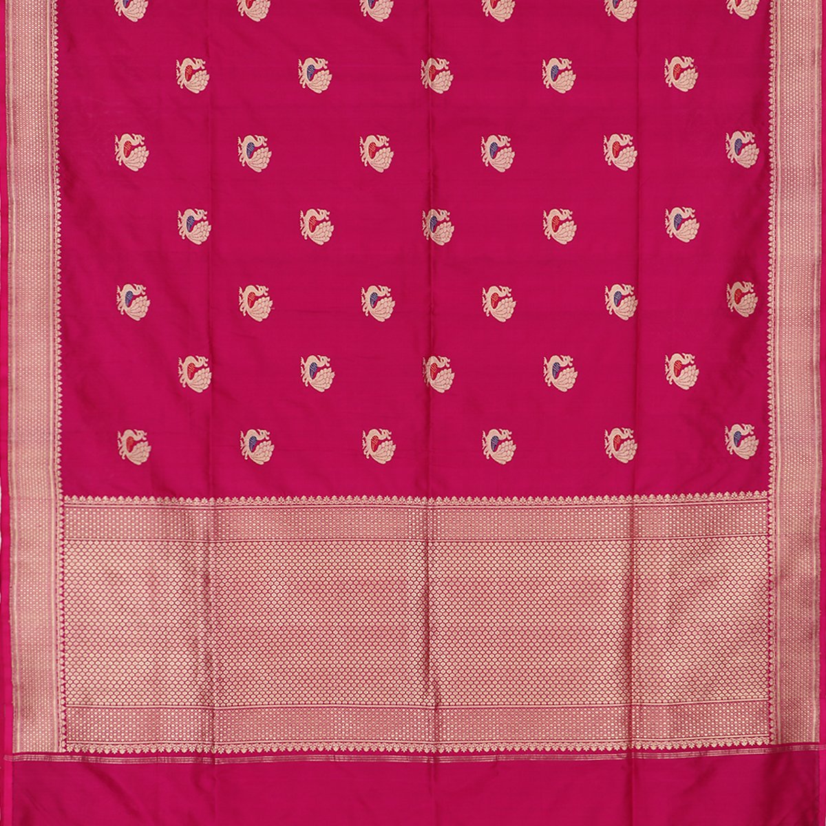 Handwoven Rani Pink  Banarsai Silk Sari - WIIBT0062 - Full View