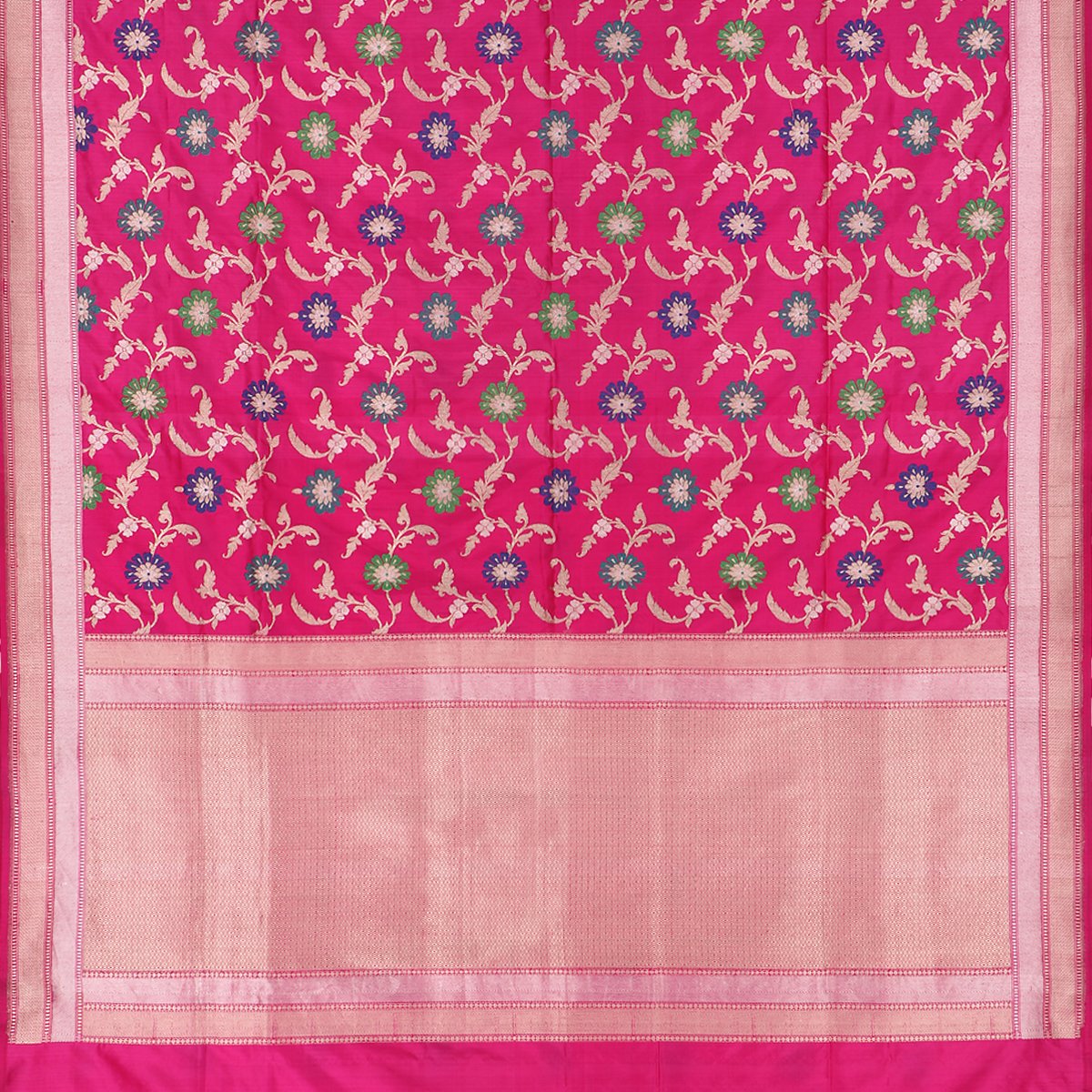 Handwoven Rani Pink Meenakari Banarasi Silk Sari - WIIAM0044 AB - Full Viiew