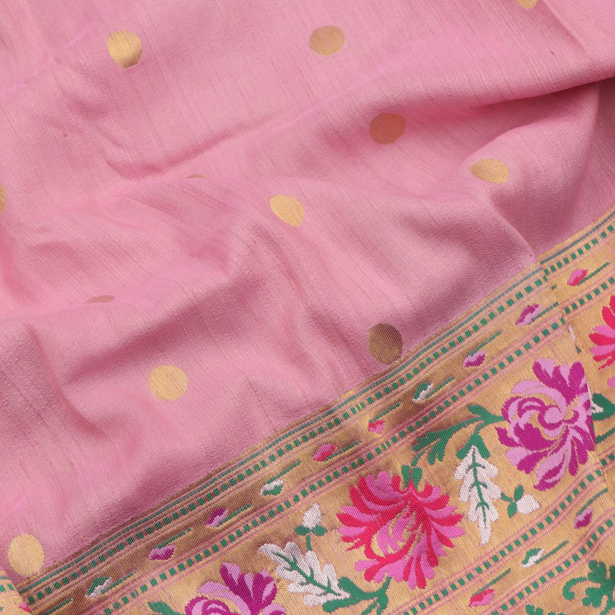 Handwoven Pink Banarasi Khadi Tussar Georgette Sari- WIISHNIKARIDNAM0198 - WeaveinIndia