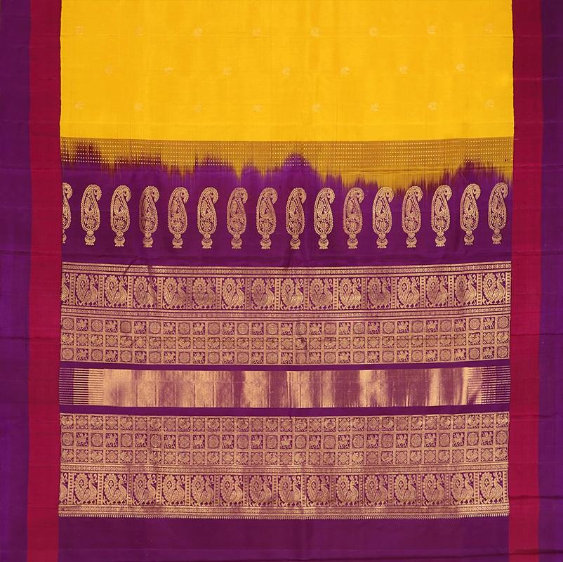 Tuscan Sun Yellow Kanjivaram Silk Saree - WeaveinIndia