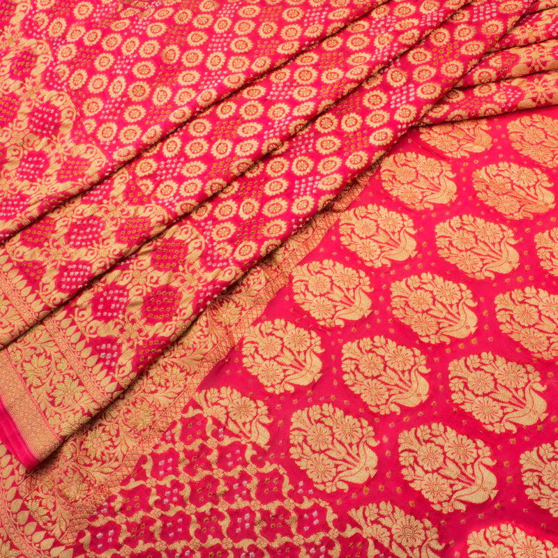 Peach Bandhani Saree