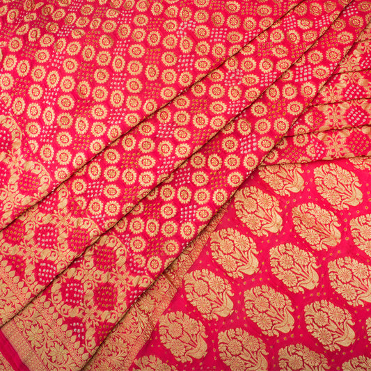 Peach Bandhani Saree