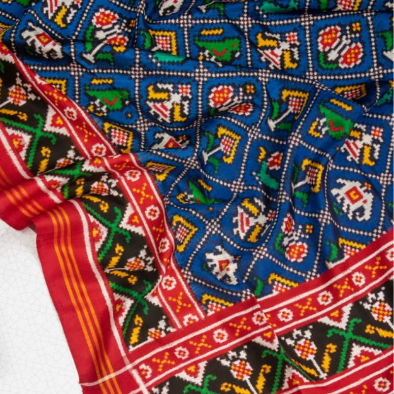 Handwoven Blue Patan Patola Dupatta