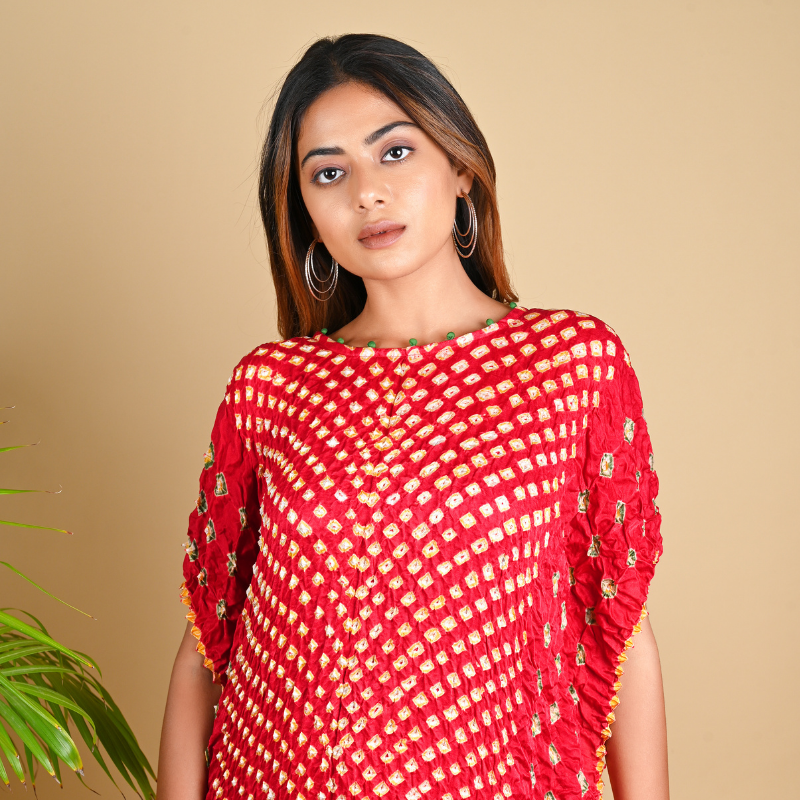 RED TRIPLE DOT KAFTAN