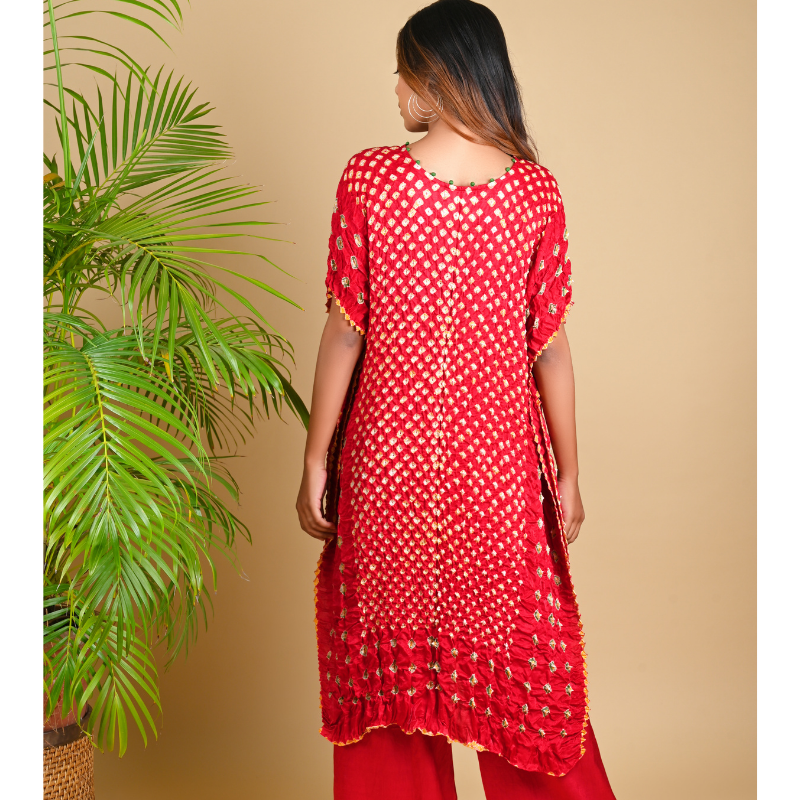 RED TRIPLE DOT KAFTAN