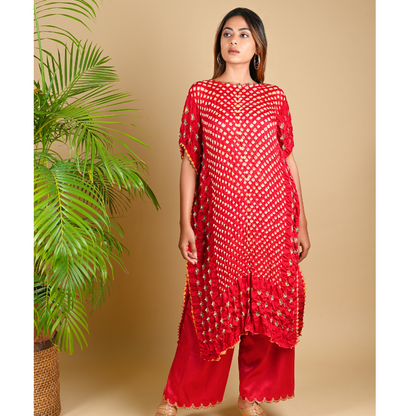 RED TRIPLE DOT KAFTAN