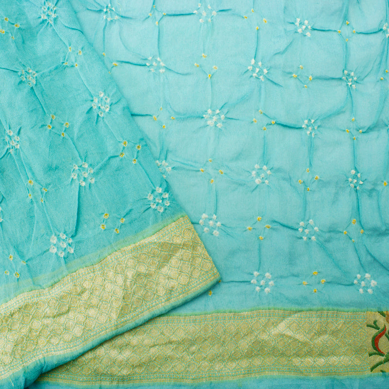 Ice Blue Bandhani Saree