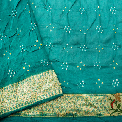 Teal Blue Bandhani Saree