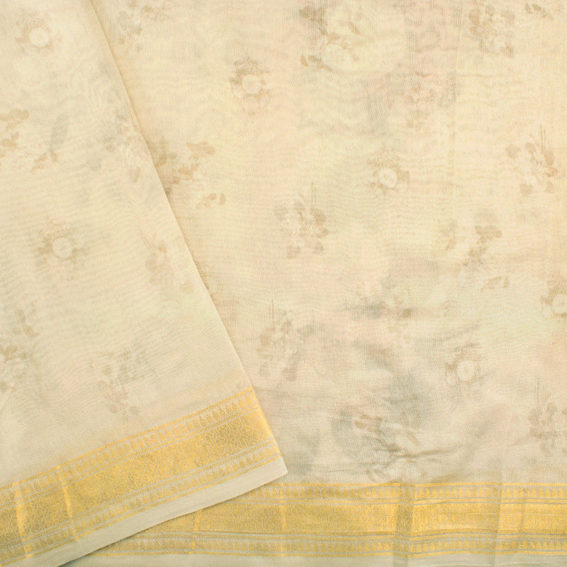 Offwhite Digital Printed Chanderi Saree