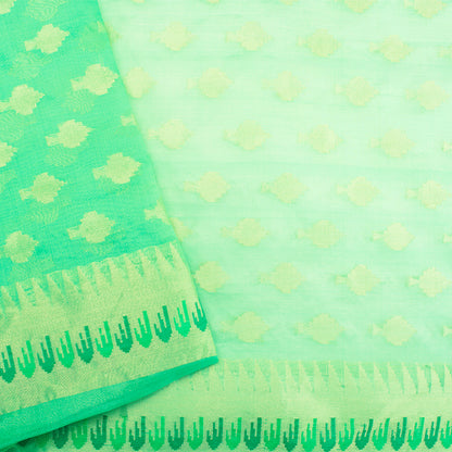 Sea Green Kora Banarasi Silk Saree