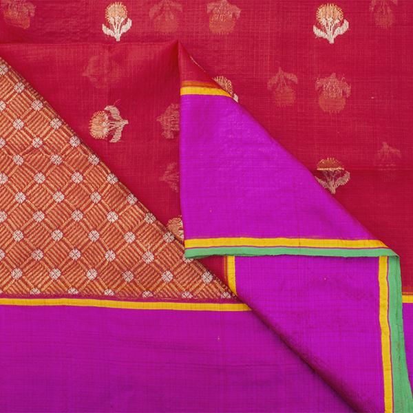 Handwoven Crimson Kota Silk Sari - WIINRM031 - Body View