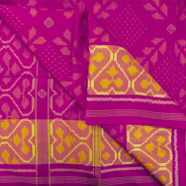 HANDWOVEN PURPLE RAJKOT SINGLE IKAT SILK SARI-WIIPATANARIDNAM2290719- Body View