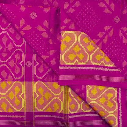 HANDWOVEN PURPLE RAJKOT SINGLE IKAT SILK SARI-WIIPATANARIDNAM2290719- Body View