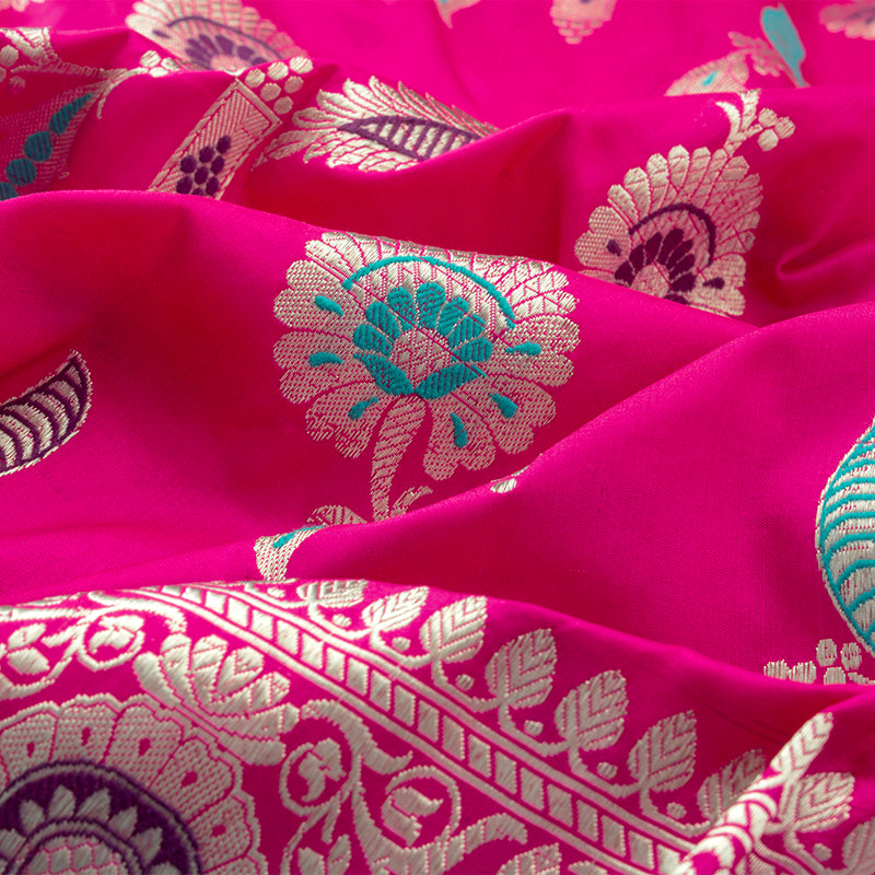 Fuchsia Pink Banarasi Silk Saree