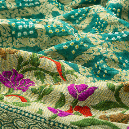 Teal Blue Bandhani Saree