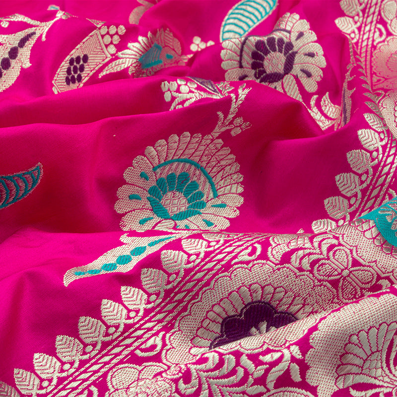 Fuchsia Pink Banarasi Silk Saree