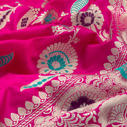 Fuchsia Pink Banarasi Silk Saree