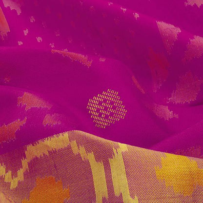 HANDWOVEN PURPLE RAJKOT SINGLE IKAT SILK SARI-WIIPATANARIDNAM2290719- Fabric View