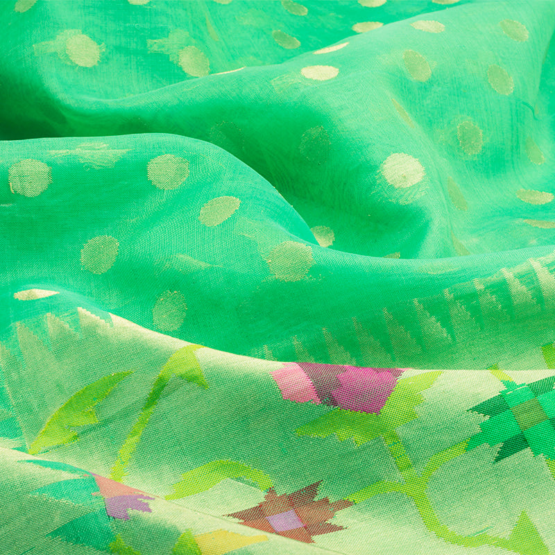 Sea Green Kora Banarasi Silk Saree