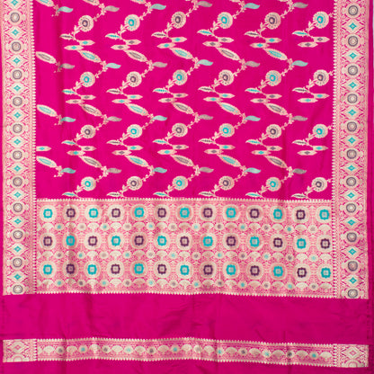 Fuchsia Pink Banarasi Silk Saree