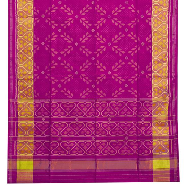 HANDWOVEN PURPLE RAJKOT SINGLE IKAT SILK SARI-WIIPATANARIDNAM2290719- Full View