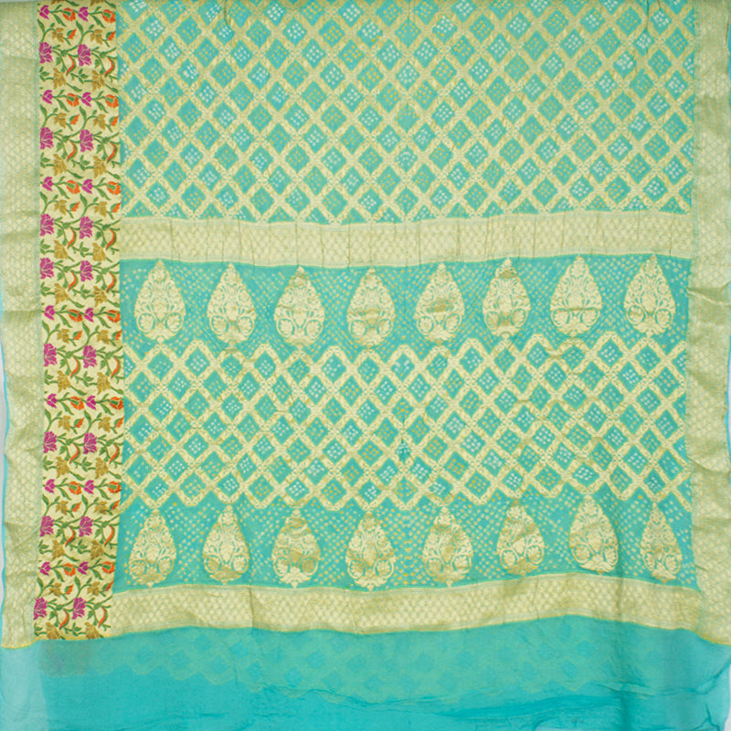 Ice Blue Bandhani Saree