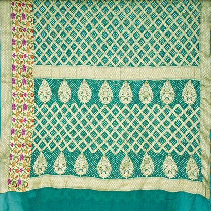 Teal Blue Bandhani Saree