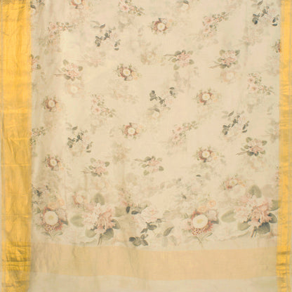 Offwhite Digital Printed Chanderi Saree