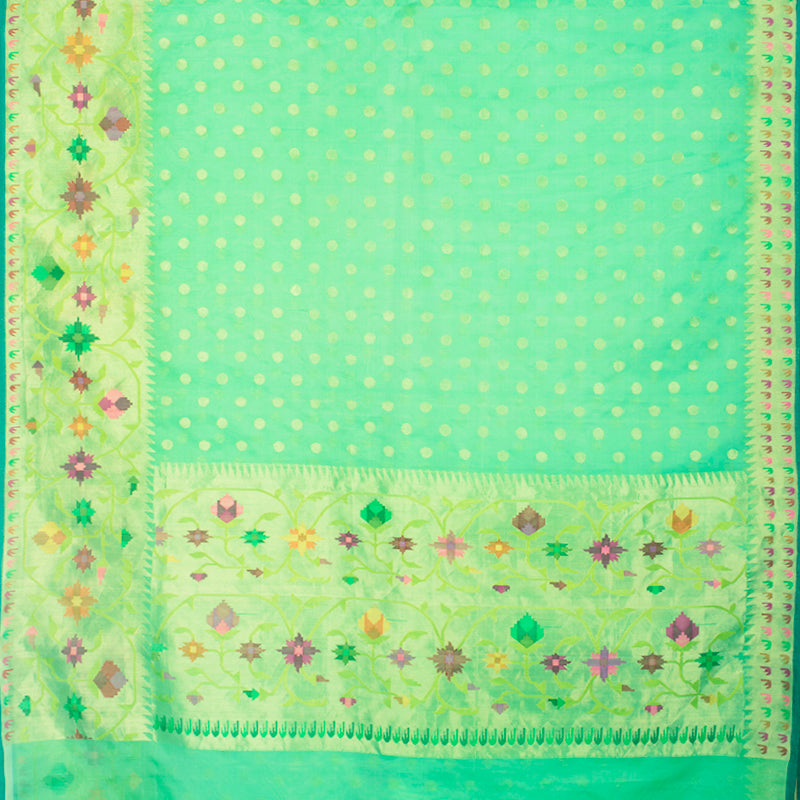 Sea Green Kora Banarasi Silk Saree