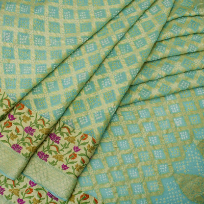 Ice Blue Bandhani Saree