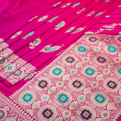 Fuchsia Pink Banarasi Silk Saree