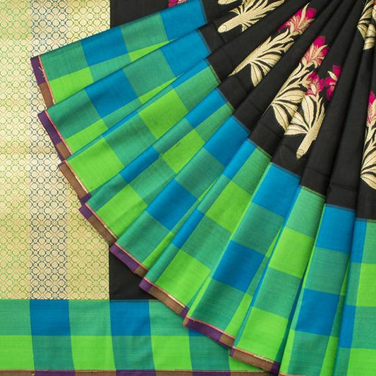 HANDWOVEN BLACK BANARASI SILK SARI-WIISHNIKARIDNAM0173- Cover View