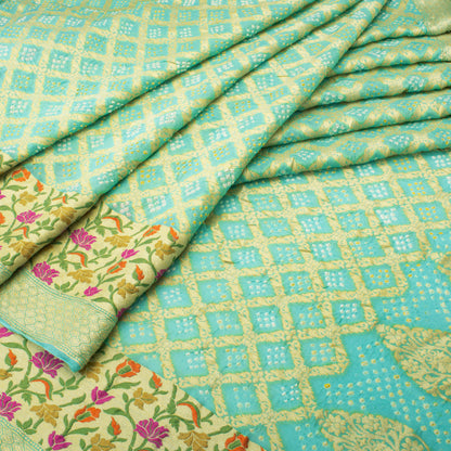 Ice Blue Bandhani Saree